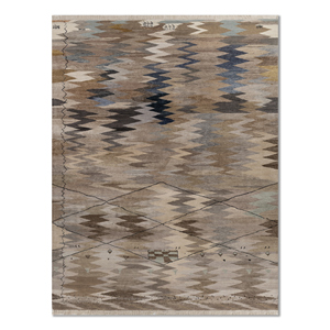 พรมไหมพรมผสมไหมสีเบจน้ำตาลลายเรขาคณิตทรงสี่เหลี่ยมผืนผ้า ยี่ห้อ Freedom Manchaha สำหรับตกแต่งบ้าน ห้องนั่งเล่น และทางเดิน - Product Image 1