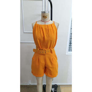 Ensemble deux pièces pour femme, chemisier à col halter et short, 33655 - Jaune - Product Image 4