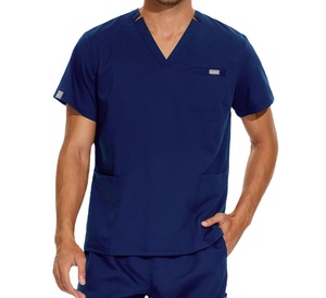 Uniformes de gommage d'infirmière médicale 3 poches pour le personnel hospitalier, vêtements hauts en coton imprimé noir, nouveaux modèles Offre Spéciale - Product Image 6
