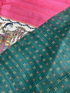 Elegancia de moda vestir ropa étnica mejor suave Tussar seda Sari Blusa con kalamkari e impresiones trabajo exportador indio - Product Image 6