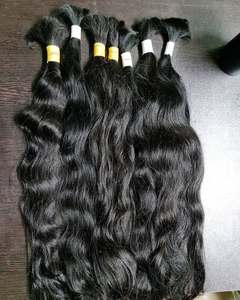 Cabello humano negro de color al por mayor tejido virgen alineado con cutícula del templo indio - Product Image 1