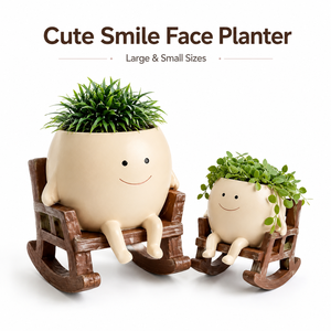 Pot <span class=keywords><strong>de</strong></span> fleurs créatif en résine en forme <span class=keywords><strong>de</strong></span> chaise à bascule pour plantes succulentes, motif visage souriant, chaise balançoire, écologique, décoration <span class=keywords><strong>de</strong></span> mini-jardin intérieur/<span class=keywords><strong>extérieur</strong></span> - Product Image 1