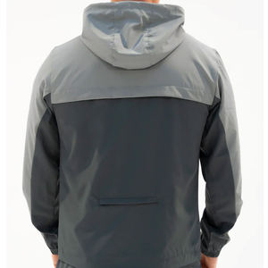 Chaqueta de colores contrastantes para hombre, tono gris, rendimiento, cremallera, Sudadera con capucha, cortavientos, ropa deportiva, ropa de entrenamiento ligera para correr - Product Image 6