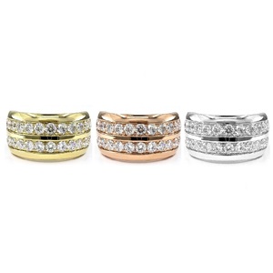 Bijoux OEM, design populaire, meilleure qualité, or jaune massif 18 carats, diamant naturel, alliance classique pour mariage et fête, grand cluster, pour femme - Product Image 4
