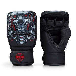 Diseño personalizado 8oz Hybrid MMA Sparring Guantes Grueso Cuero de vaca Acolchado Open Palm Training Grappling Guantes para artes marciales mixtas - Product Image 4