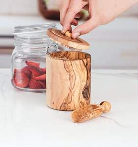 Salero de Bambú con Doble Compartimento, Tapa Magnética Giratoria, Contenedor de Condimento para Cocina, Juego de Recipientes Ecológicos para Almacenar Azúcar y Pimienta - Product Image 6