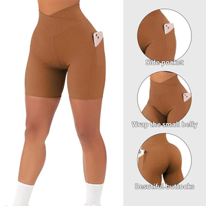 Pantalones cortos de Yoga de cintura alta para mujer con bolsillos Biker Booty Shorts Deportes Correr Gimnasio Entrenamiento Ropa de fitness - Product Image 3