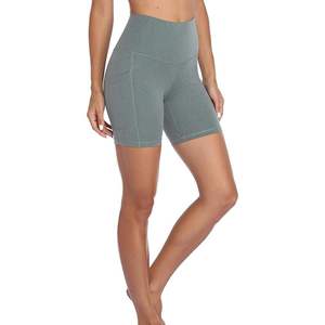 Pantalones cortos de yoga sin costuras de color gris para mujer, pantalones cortos deportivos de cintura alta para levantamiento de glúteos - Product Image 2