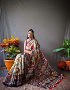 Saree ผู้หญิงผ้าฝ้ายพิมพ์ลาย kalamkari แฟชั่นช้อปปิ้งออนไลน์ผู้ผลิตและผู้จัดจำหน่ายจาก surat ที่มีอัตราต่ำสุด - Product Image 2