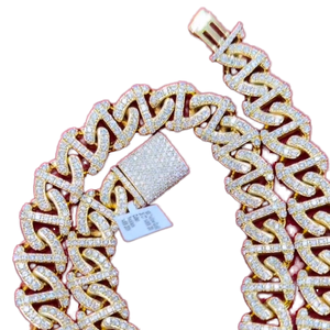 Collar de Hombre de Plata de Ley 925 Chapado en Oro con Moissanita Tallada de Alta Calidad, Cadena Cubana Hip Hop de 18 mm, Más Vendida - Product Image 1