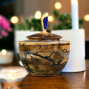 Urne de crémation en bois de chêne Fractal Burn Design Adult Ashes Boîte commémorative personnalisée pour les cendres - Product Image 1