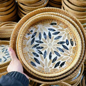 Natural Handcrafted <b>Basket</b> Tray \ Durable, Eco-Safe | Custom Design Decorative Tray - Product Image 1