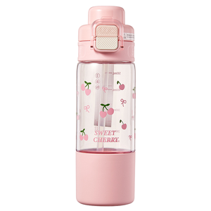 Bouteille d'eau isotherme portable en acier inoxydable pour enfants avec logo personnalisé, double paille, gobelet écologique, vente en gros - Product Image 1