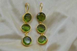 Pendientes de Piedra Hechos a Mano, Joyería de Plata de Ley 925, Pendientes de Botón Chapados en Oro de 18k para Mujer - Product Image 3