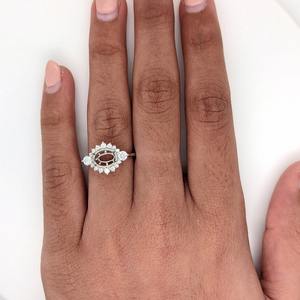 925 Sterling Silver 9X7Mm Hình Bầu Dục Đông Tây Nghệ Thuật Deco Bán Núi Nhẫn 18K Vàng Mạ CZ Đá Quý Handmade Đồ Trang Sức Cô Dâu Thành phần - Product Image 6