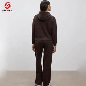 Conjunto Deportivo de Felpa Casual para Mujer con Capucha y Cremallera Personalizada, Nuevo Estilo, Logotipo y Diseño Personalizados, Talla Grande, Servicio OEM de Invierno - Product Image 3