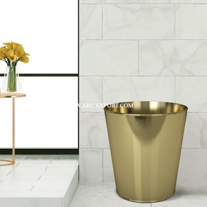 Cubo de basura de lujo pulido en oro brillante, forma redonda, artículos para el hogar y la cocina, cubo de basura interior para herramientas de limpieza del hogar en la India - Product Image 3