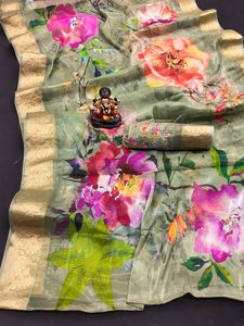 Sarees de Seda Artística Tradicionales Clásicos de la Mejor Calidad, Dhwaja Export, Estampado Digital Formal Tishu, Suaves y Brillantes, de Secado Rápido, Listos para Usar en Gujarat - Product Image 2