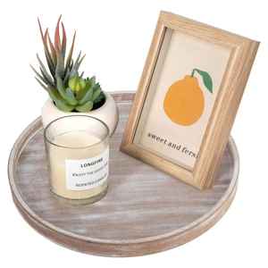 Plateau rond de haute qualité finition rustique plateau de service en bois de manguier massif pour décor de Table basse de cuisine à domicile et service de boissons - Product Image 5