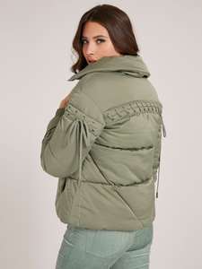 Chaqueta acolchada de satén de alta calidad para mujer, abrigo con cremallera completa, capucha transpirable, prendas de vestir exteriores acabadas, teñidas lisas para invierno - Product Image 3