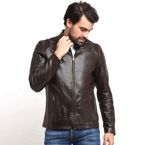 <b>Men's</b> Stand Collar Real Leather Waterproof Reversible Eco-Friendly Casual Winter <b>Jacket</b> with Unique Color - Product Image 2