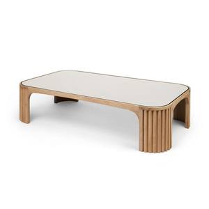 Modern Marble & <b>Wood</b> Reeded Round Coffee Table for Home Living Room Restaurant-Eco-Friendly Durable Furniture - Product Image 1