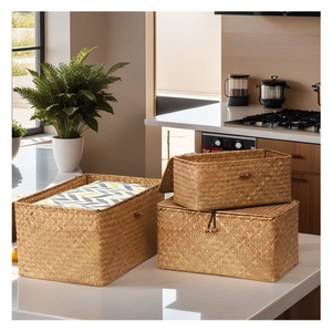Wholesale Eco-Friendly Handwoven <b>Rattan</b> <b>Storage</b> Baskets Stylish Wicker Organizer from Vietnam OEM ODM Service Available - Product Image 2