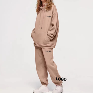 Conjunto Deportivo de Invierno de Alta Calidad para Mujer, Bordado, con Estampado Personalizado, Lavado, Mangas Largas, Estilo Urbano, Sudadera Extra Grande y Pantalones Jogger - Product Image 4