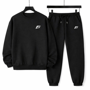 Conjuntos de Chándal de Forro Polar Negro Personalizados para Hombre, Fabricante de Equipamiento Deportivo de Marca Privada OEM, Conjuntos de Sudadera y Pantalones Deportivos al por Mayor ODM, Proveedor B2B - Product Image 2