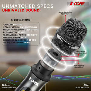 5Core <b>Wireless</b> <b>Microphone</b> Pair UHF Handheld Microfonos Inalambricos Cordless Mic - Product Image 6