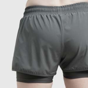 Shorts d'été formels Erge en coton et polyester gris, motif biker tendance, taille élastique, logo décoratif à la taille - Product Image 5