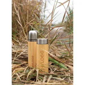 Bottiglia Termica Sostenibile in Bambù da 320ml, Tumbler in Acciaio Inossidabile per Merchandising Ecosostenibile - Product Image 2