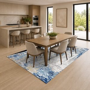Tapis de salon LXDP-0812 gris argenté traditionnel oriental imprimé numériquement, lavable en machine, en chenille, antidérapant, vente en gros - Product Image 4