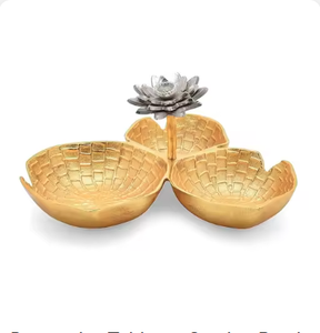 Bols de service de vaisselle au design exquis pour décor de table à manger élégant ensemble de bols attachés en métal à bas prix - Product Image 5