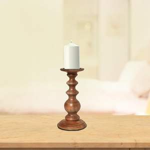 Portavelas de Madera para Decoración del Hogar (Blanco), Portavelas de Madera Estilo Rústico - Product Image 3