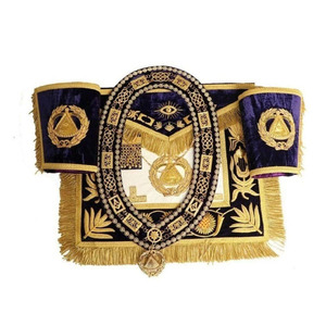 Mandil de Gran Maestro Masónico, Puños y Collar de Cadena con Joya Gratis, Mandil de Alto Sacerdote Real Masónico de Alta Calidad - Product Image 1