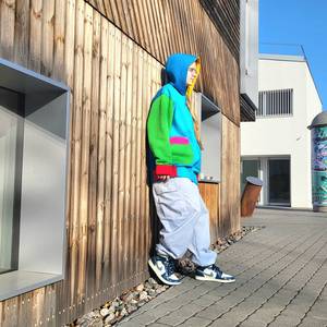 Casual No String Raglan manga larga Vintage Digital impreso Logo Baggy Hoodies - Product Image 3