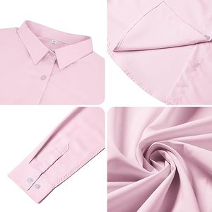 Chemise de bureau formelle pour femmes, à manches longues, en coton 100%, respirante, à carreaux vintage, rose, vente chaude, personnalisée - Product Image 4