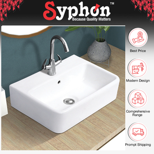 Lavabo de table en céramique blanche de qualité supérieure, design classique, fabrication en Inde, expérience approfondie. - Product Image 2