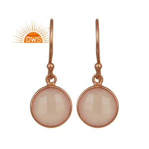 ต่างหูพลอยคาลซิโดนีธรรมชาติชุบโรสโกลด์เงินสเตอร์ลิงแฮนด์เมดจากดีไซเนอร์ - Product Image 1