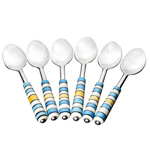 Juego de cubiertos hechos a mano con mango pintado a mano, accesorios decorativos para mesa de cocina - Product Image 5