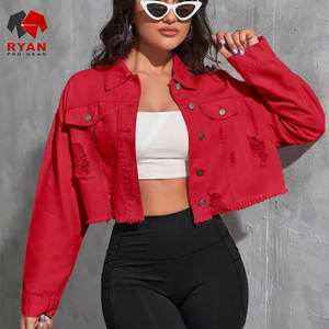 Veste en jean tendance pour femmes avec col classique, fermeture à boutons et manches longues, style moderne - Product Image 1