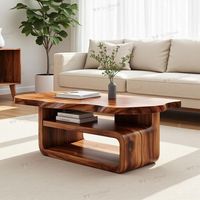 Mesa de centro de madera de diseño con forma minimalista y belleza de madera natural para interiores de casas modernas