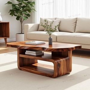 Mesa de centro de madera de diseño con forma minimalista y belleza de madera natural para interiores de casas modernas - Product Image 2