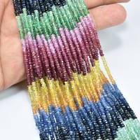 Perles facettées en saphir multicolores naturelles, 2,5-3 mm, perles de pierres précieuses, brins pour la fabrication de bijoux, directement du grossiste