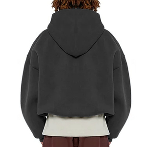 Sudadera con capucha Unisex Boxy Zip up personalizable 500 Gsm Heavyweight Cotton Fleece 2025 Plain Dyed Cropped Men's Hoodie - Product Image 5