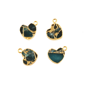 Forme de coeur minimaliste mohave apatite cuivre turquoise bricolage faisant connecteur 18k plaqué or simple caution breloques bijoux connecteur - Product Image 3