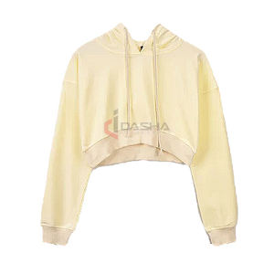 2025 logotipo personalizado gimnasio Yoga Crop Top Sudadera con capucha mujeres entrenamiento Fitness ropa deportiva venta al por mayor algodón liso cuello redondo Crop Top sudadera - Product Image 4