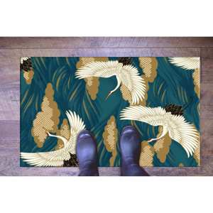 Tapis imprimé abstrait avec motif d'oiseau grue, décoration de salon d'art japonais, tapis doux non tissé - Product Image 5