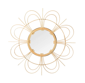 Miroir décoratif de mur de rotin de matériel fait à la main de conception antique décorative de forme florale pour le cadre de miroir de mur de couloirs - Product Image 1